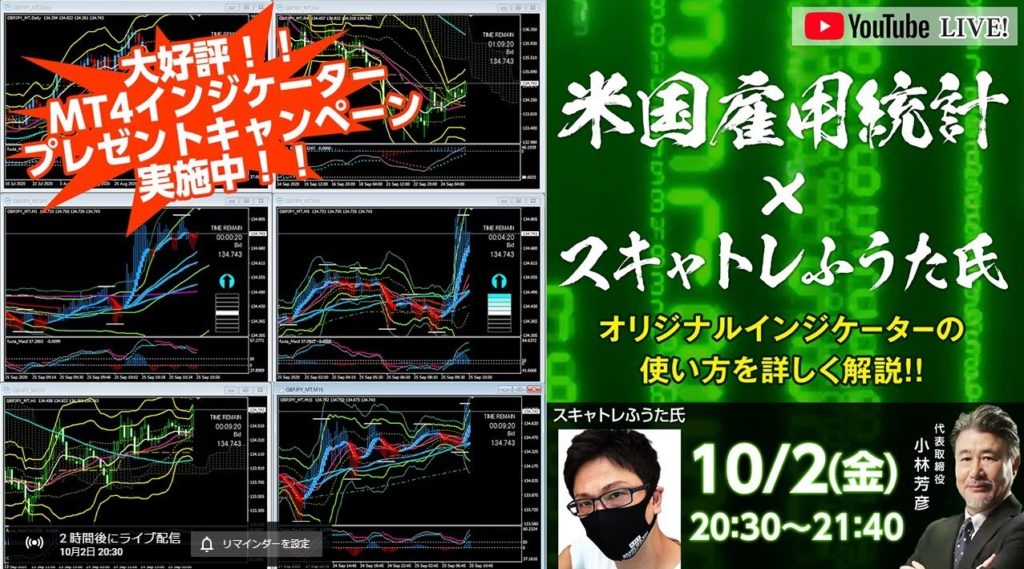今夜(2020年10月2日(金))米雇用統計Live!20:30~21:40