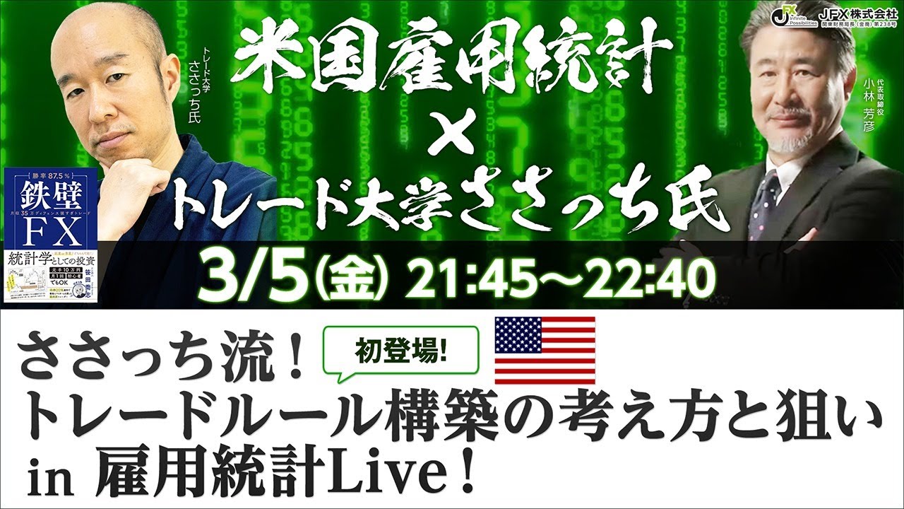 2021年3月5日(金)雇用統計Live！21：45～22：40